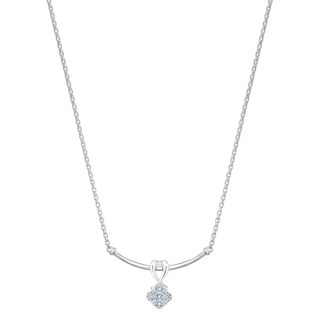 18K白金 小清新款钻石项链 总长度45CM 商品编号：H06433N