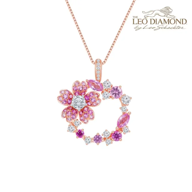 The Leo Diamond《曙樱之约》系列18K红白金 粉蓝宝拼镶钻石吊坠（不含配链 )商品编号：S12648P