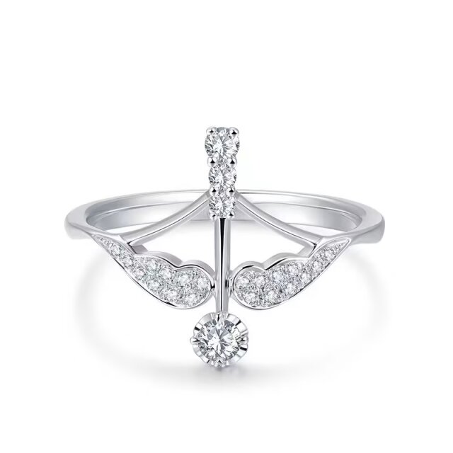 爱神之弓18K白金钻石戒指 手寸13号 商品编号：S11036R