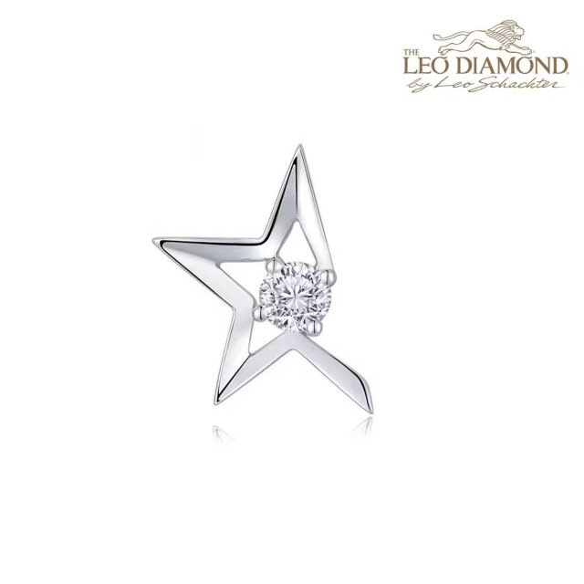 The Leo Diamond《星耀》系列18K白金单颗粒钻石单边耳钉 商品编号：S10487L